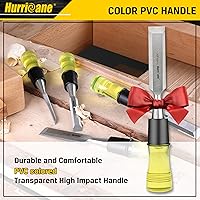 Vista 7 de HURRICANE Juego de 4 cinceles de madera para carpintería. Cuchillas de borde biselado de acero CR-V con tapas de seguridad. Agarre extra grande
