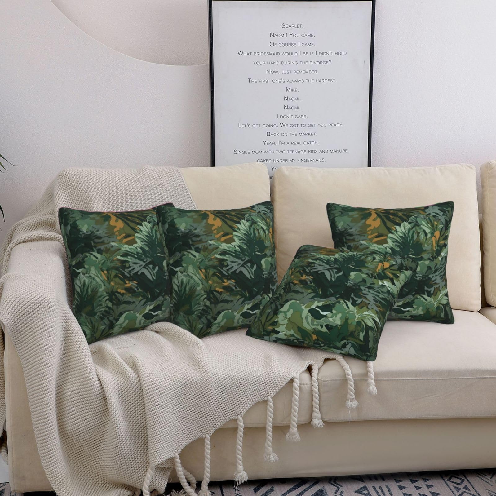 Housses de coussin motif camouflage végétal 50x50 cm | Lot de 4