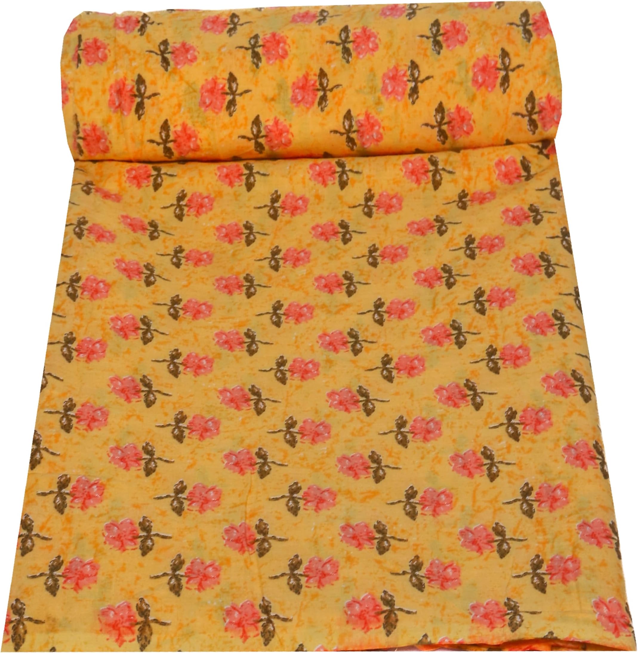 2.5 Meter Pure Cotton Unstitched Jaipuri Handmade Digital Printed Fabric Material for Women Kurta/Blouse/Palazzos/Piece Material for Women’s (Yellow Buti)