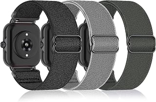 Bolesi 3 Pack Stretchy Nylon Watchband Compatible with Amazfit Bip 6/Bip 5/Active Max/Balance 2/Balance,22MM Soft Replacement Sport Strap for Amazfit GTR 4/GTR 3 Pro/3/2/2e/47mm Women Men