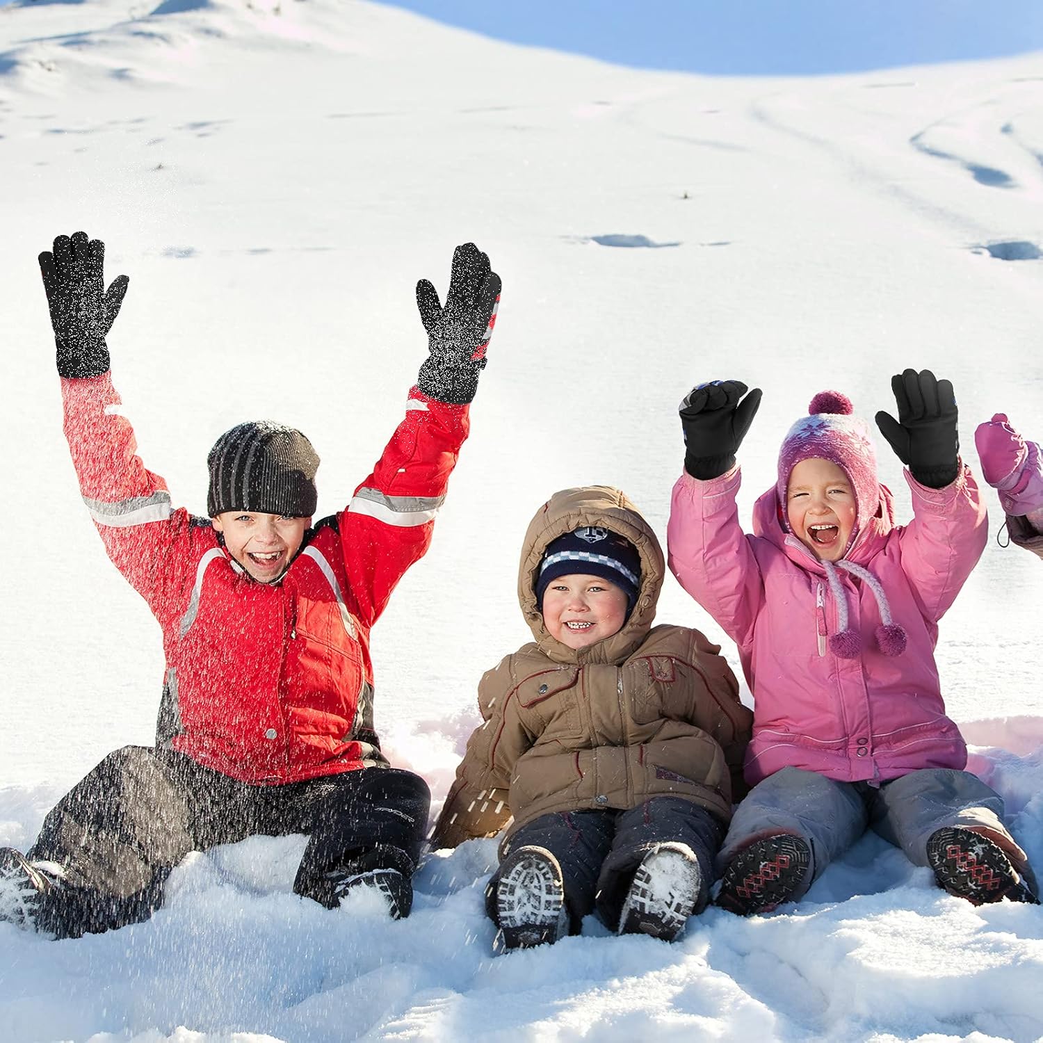 SATINIOR 4 Pairs Kid Ski Gloves Waterproof Winter Warm Unisex Camouflage Children Snow Outdoor Snowboarding Adjustable Wrist Strap for 6-12 Years Boys Girls, Multicolored, One Size : Clothing, Shoes & Jewelry