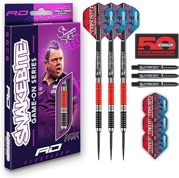 RED DRAGON Peter Wright Snakebite Corra - Fléchettes Pro 90% Tungstène, 18g-24g, Avec Ailettes Et Tiges