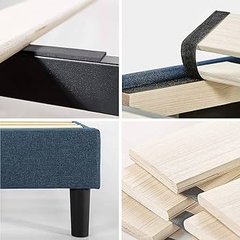 ZINUS 布張り ベッドフレーム ダブル ネイビー EFPB-NV Amazon｜ZINUS 布張り ベッドフレーム ダブル Curtis Upholstered