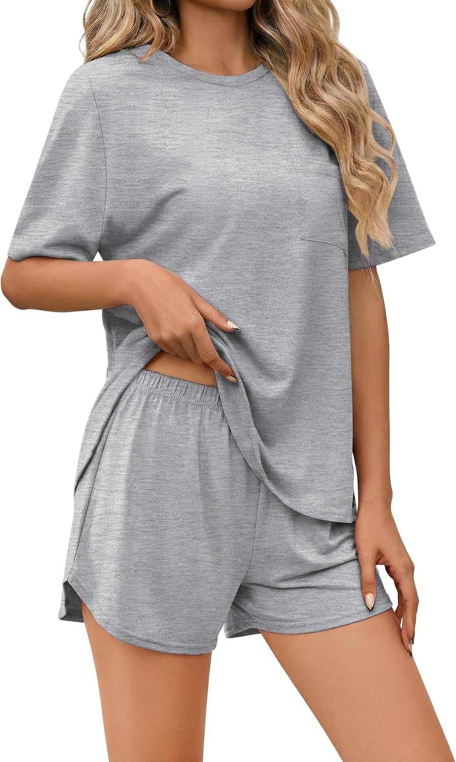Ekouaer Pajama Set for Women Bamboo Viscose Pjs Set Ultra Soft Short Sleeve Sleepwear 2 Piece Lounge Sets S-XXL