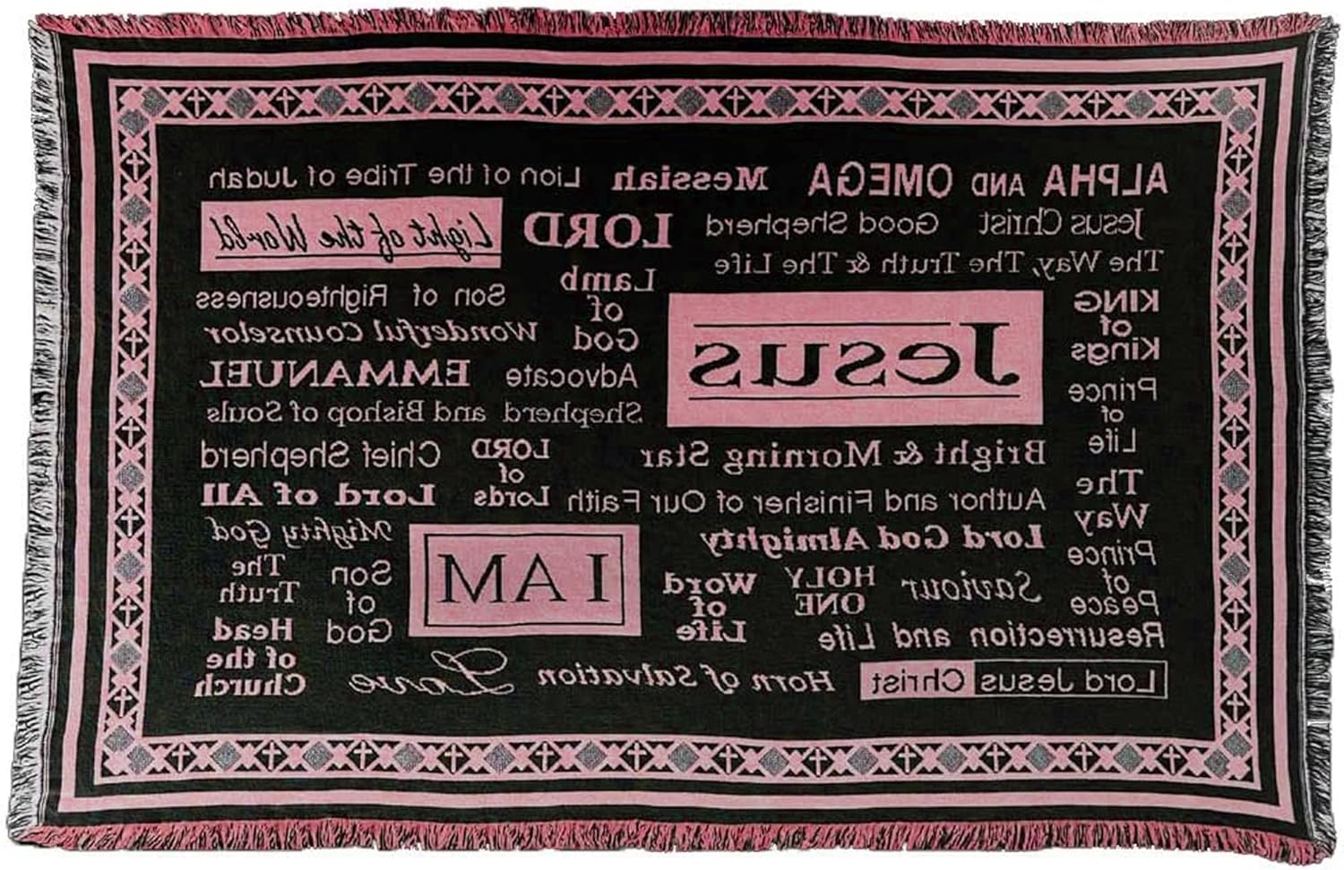 Dicksons Names of Jesus Christ Red and Cream 36 x 48 All Cotton Petite Throw Blanket