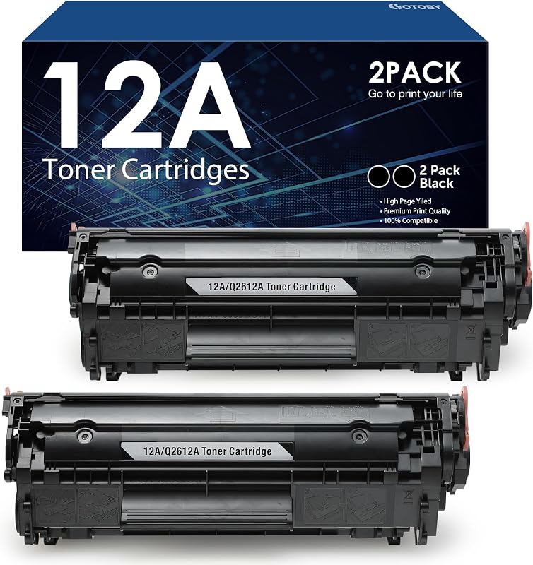 12A Toner Cartridge Replacement for HP 12A Q2612A Work with HP LaserJet 1020 1022 1012 1010 1015 1018 1022n 1022NW 3015 3030 3020 3050 3052 3055 M1005 M1319 M1319F Printer（2-Pack，Black）