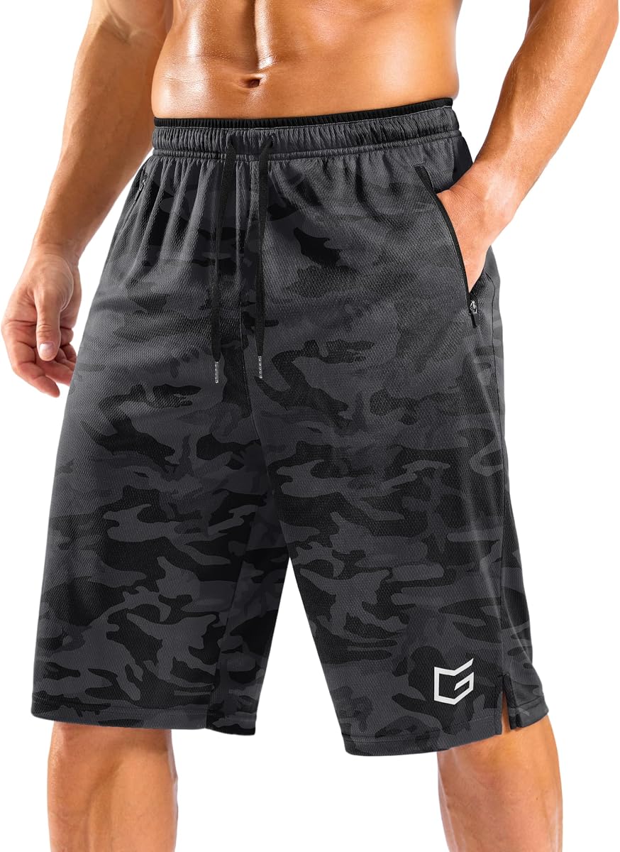 Men's Athletic Shorts with Zipper Pocket 9"/11" Basketball Long Shorts