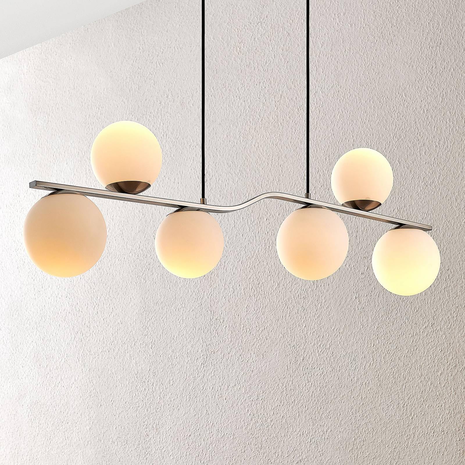 Lindby Lampadario a Sospensione Moderno con 6 Sfere in Vetro, Luci E14 Sospeso Bolle per Cucina Sala da Pranzo Soggiorno Tavolo Ristorante Metallo 110 cm