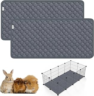 Guinea Pig Cage Liners for C&C 27 x14in 2 Pack, Washable Guinea Pig Pee Pads, Waterproof Reusable & Anti Slip, Super Absorbent Guinea Pig Bedding for Small Animal, Rabbit, Bunny, Chinchilla