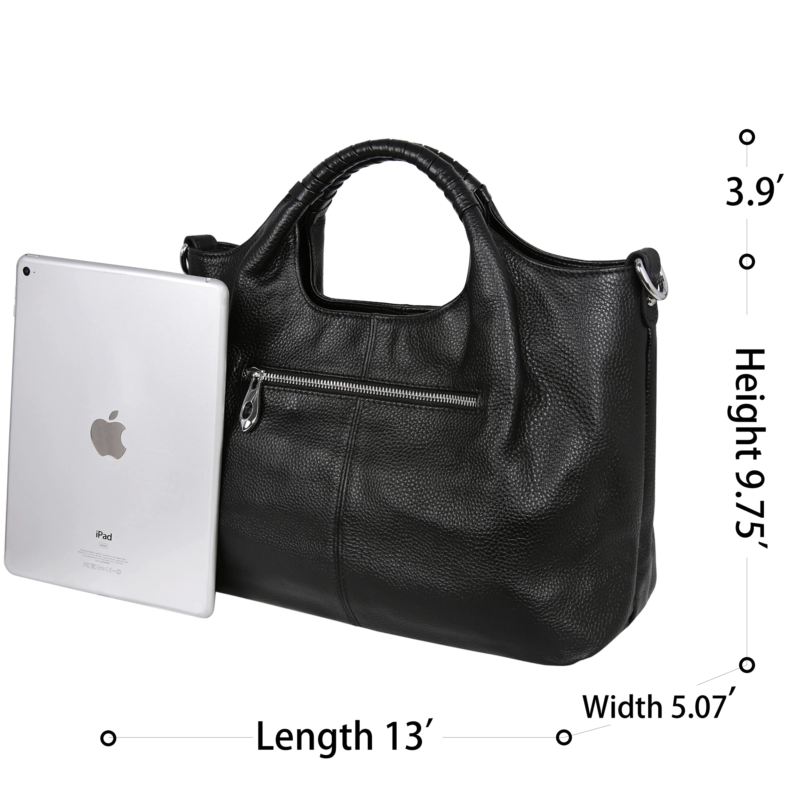 Iswee - Bolso bandolera de piel auténtica con asa superior para mujer