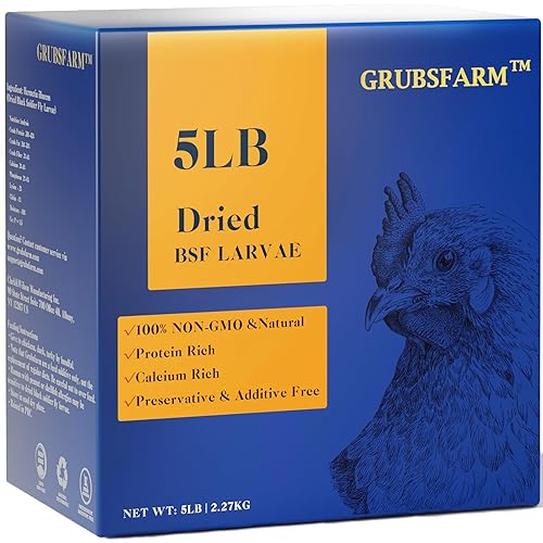 Superior to Dried Mealworms for Chickens 5lb - 85X More Calcium Than Mealworms - Non-GMO Chicken Feed - Molting Supplement - BSFL Treats for Hens, Ducks, Turkeys, Wild Birds, Quails