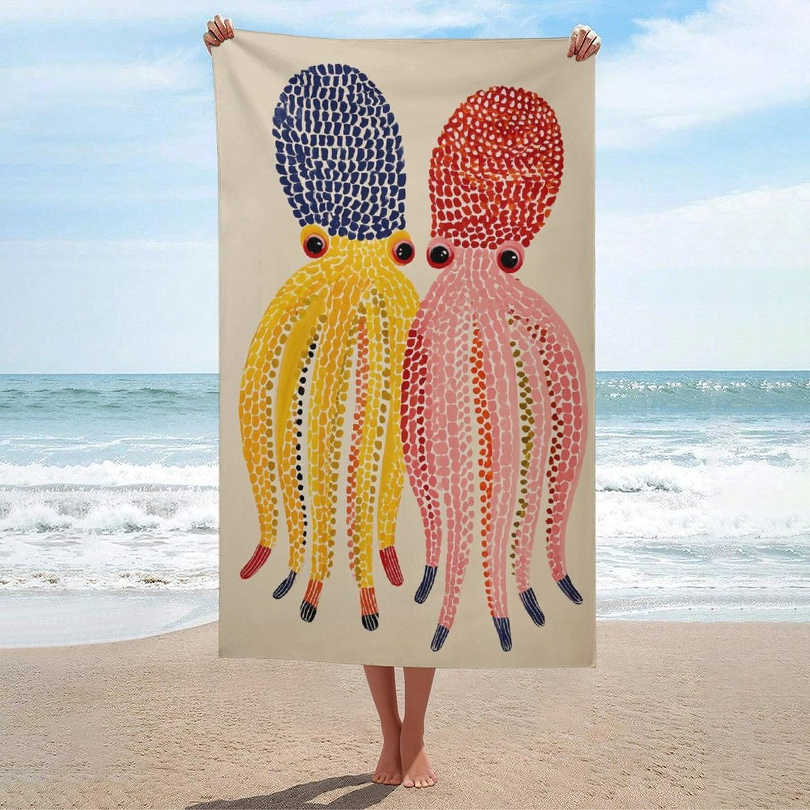 asbwuo Giant Pacific Octopusesism Beach Towel