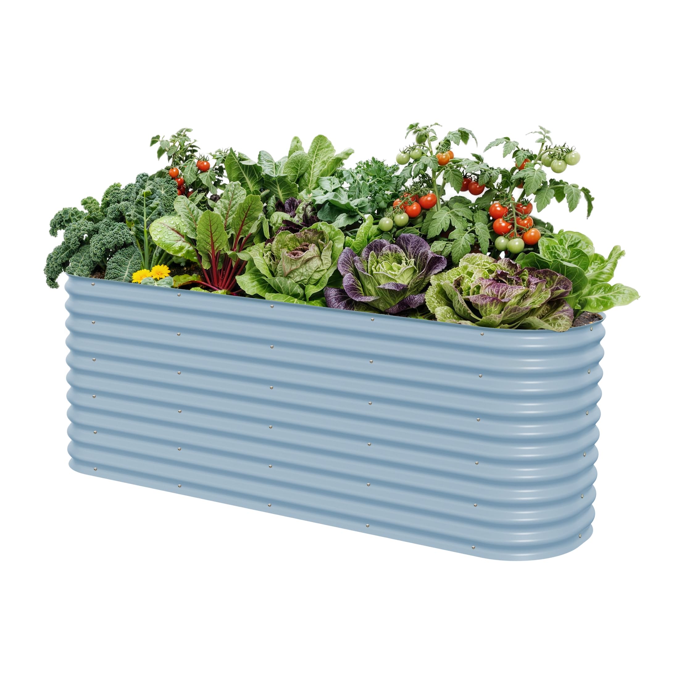 32" Extra Tall Raised Garden Bed Kits, 2 x 8 x 2.7ft Raised Planter Box Outdoor, 3.5 x 6.5 x 2.7ft Deep Root 9 in 1 Modular Metal Raised Beds for Gardening Vegetables Flowers Fruits - Sky Blue