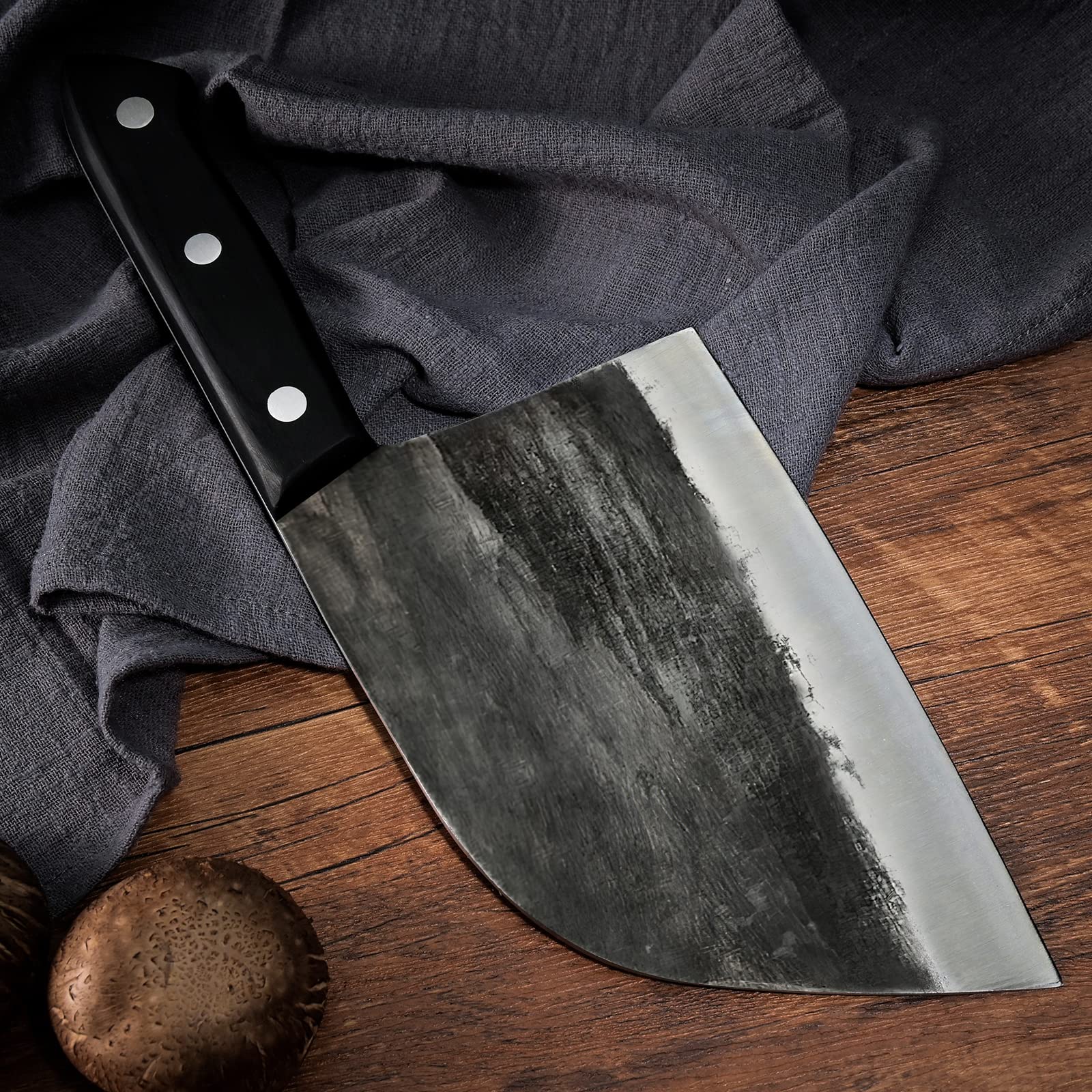 Chiński nóż szefa kuchni, nóż rzeźniczy, nóż do filetowania, nóż Santoku, nóż do mięsa, nóż uniwersalny, nóż kuchenny, nóż do siekania siekacza, ze skórzaną pochwą, nóż do mięsa