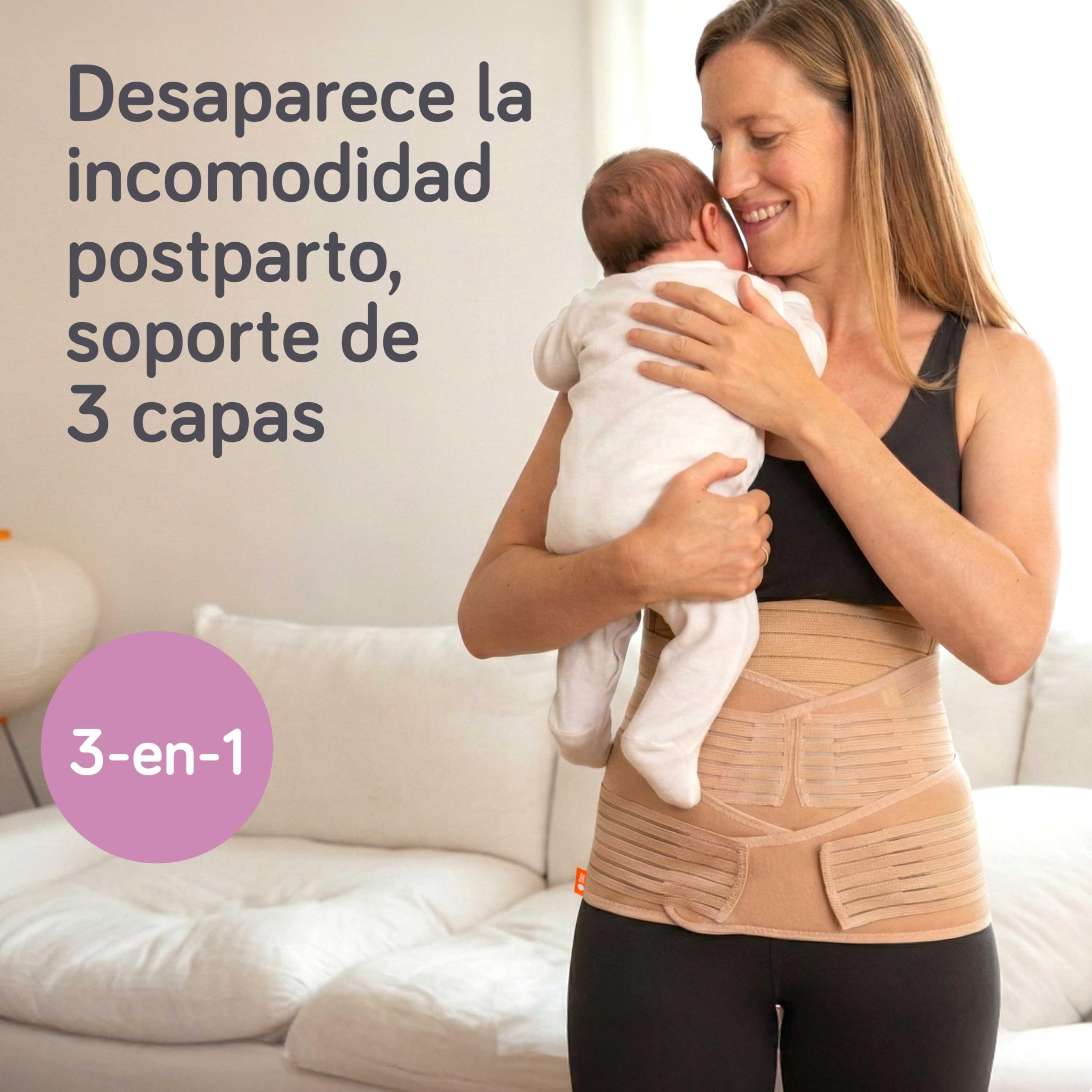 Baby Uma Faja Postparto para Recuperación Abdominal 3-en-1 - Fajas Postparto, Faja Postparto Cesárea, Ligera & Transpirable, Fácil de Poner y Quitar