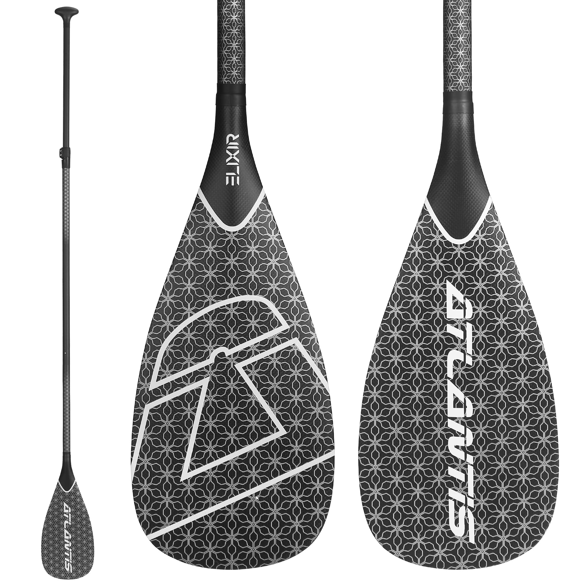 AQUBONA SUP-Paddel, 3 Stück, 100 % Kohlefaser, verstellbar, Stand-Up-Paddelboard, tragbar, langlebig, schwimmendes Paddelbrett, (F) (schwarz)