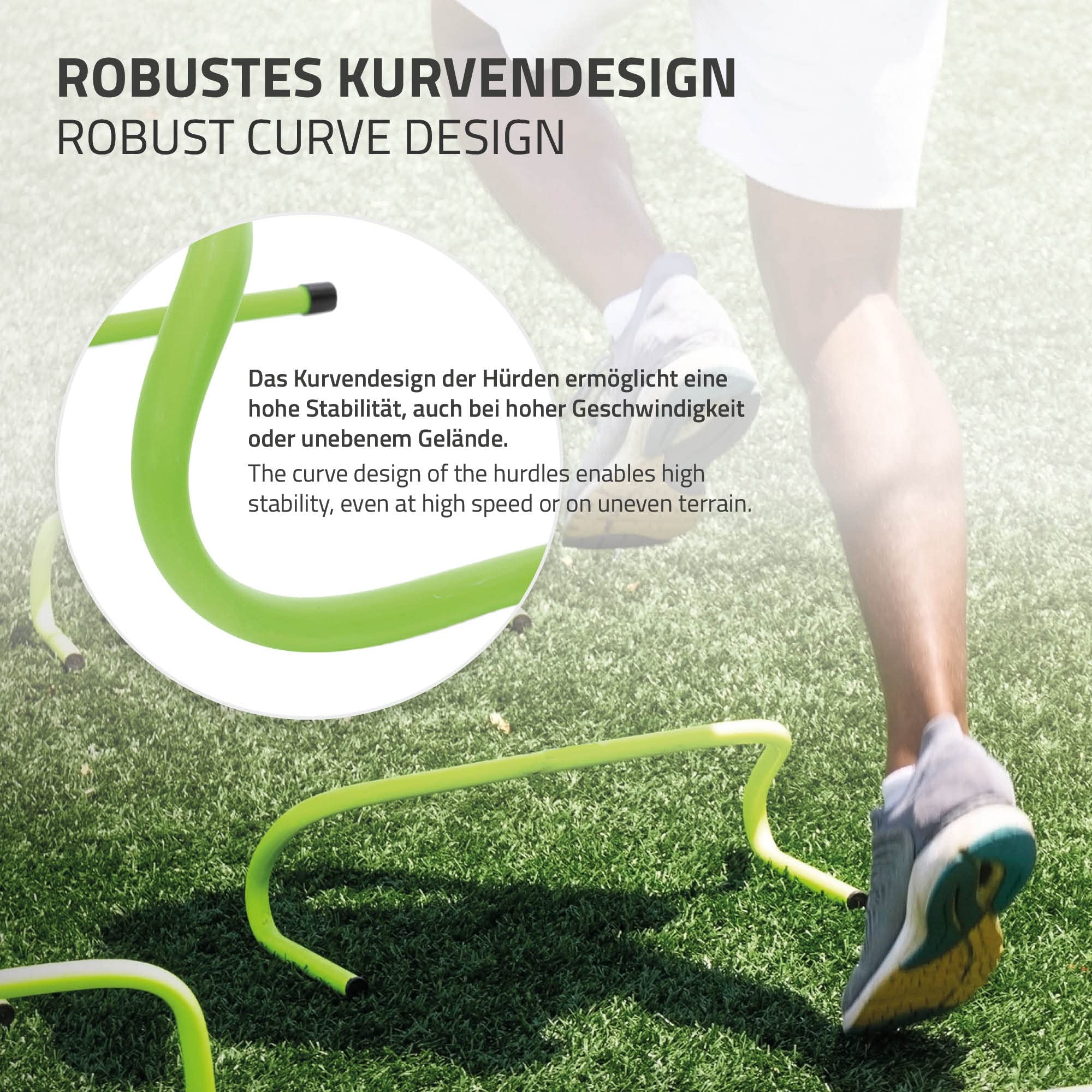Hauki Speed/Agility Lot de 5 Haies pour l'Entraînement, 46 x 30 x 16 cm, en PVC, Vert Fluorescent, Aide à l'Entraînement Multi-Sport Football Handball Basket-Ball, Renforcer l'Agilité Coordination