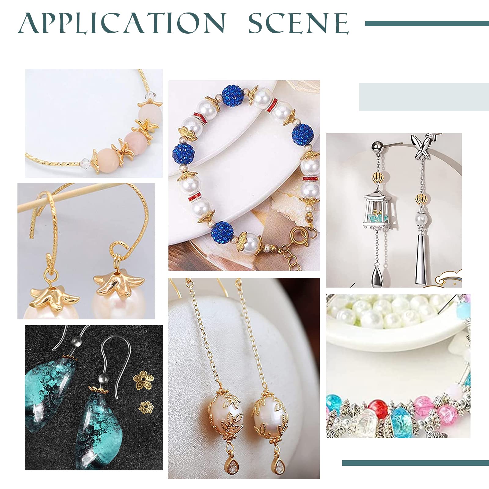 PH PandaHall 300PCS Perles D'espacement Dorées 6 Styles Charme De Perle