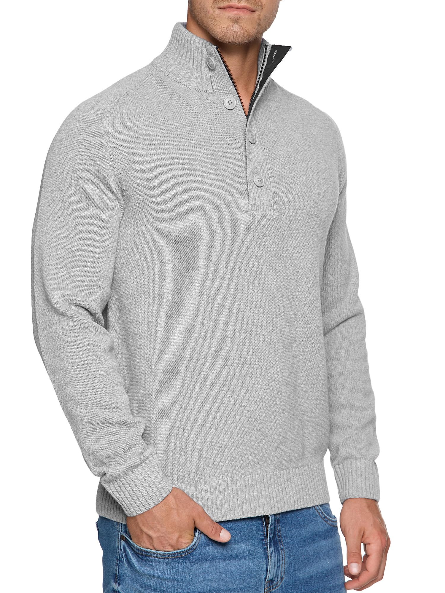 Indicode Herren INIsalu Strickpullover aus 70% Baumwolle mit Stehkragen