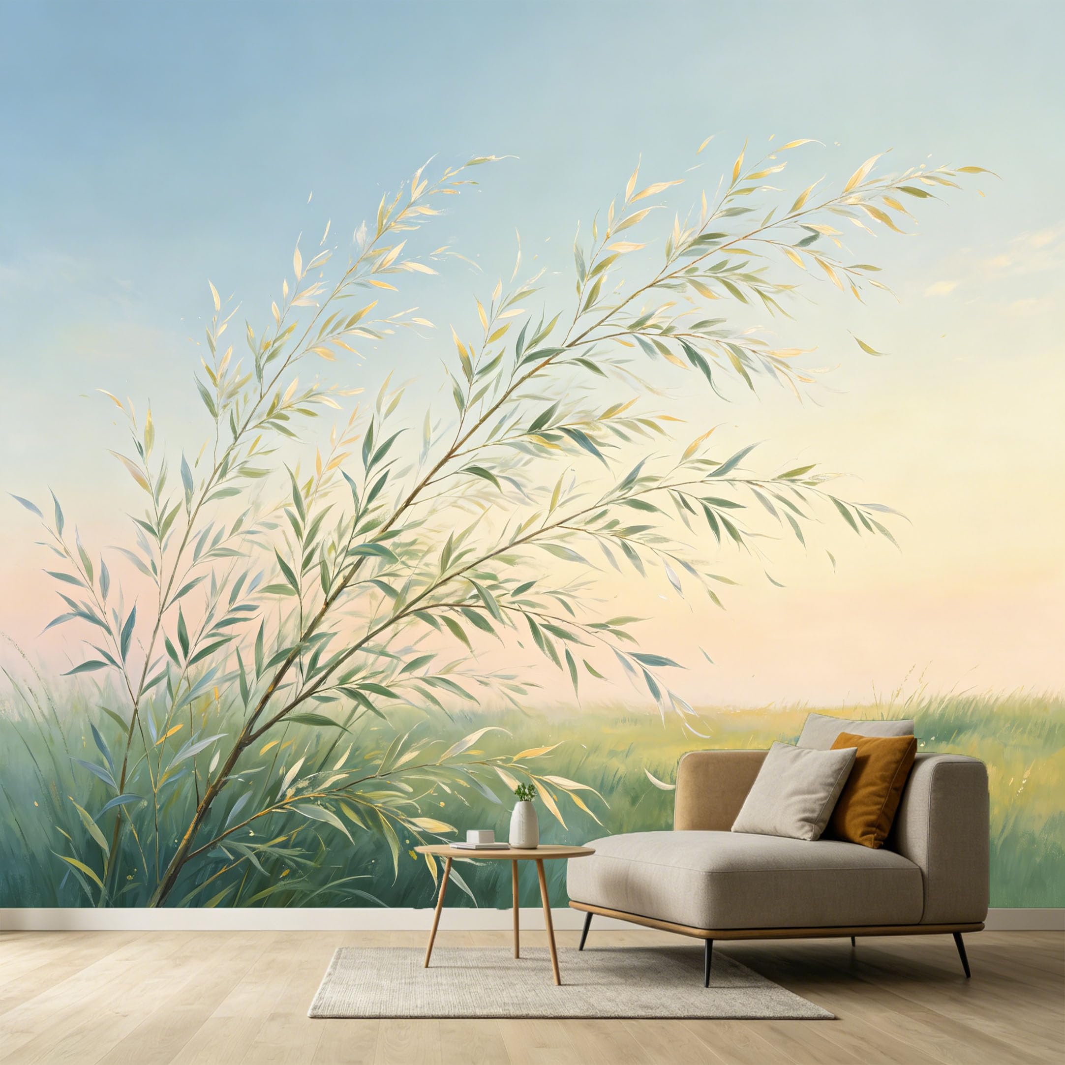 Custom Size Wall Murals Botanical Willow Branch Watercolor Modern Minimalist SelfAdhesive Wall Fabric Removable Large Wallpaper Photo for Living Room
