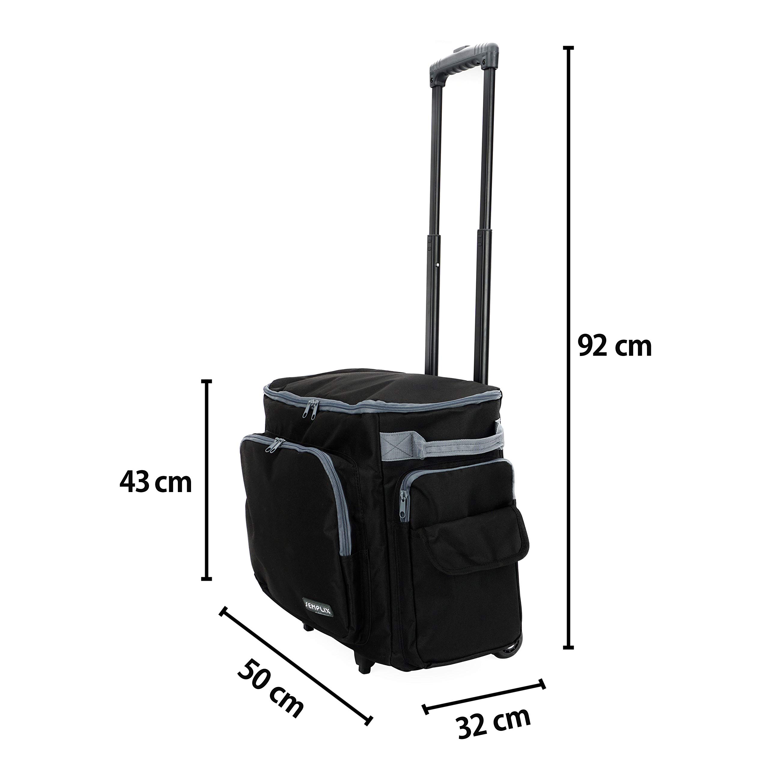 SEMPLIX Wózek na maszynę do szycia (50 x 43 x 32 cm) do wszystkich powszechnie stosowanych domowych maszyn do szycia, walizka na maszynę do szycia zapewnia wygodny transport i bezpieczne przechowywanie (czarny)