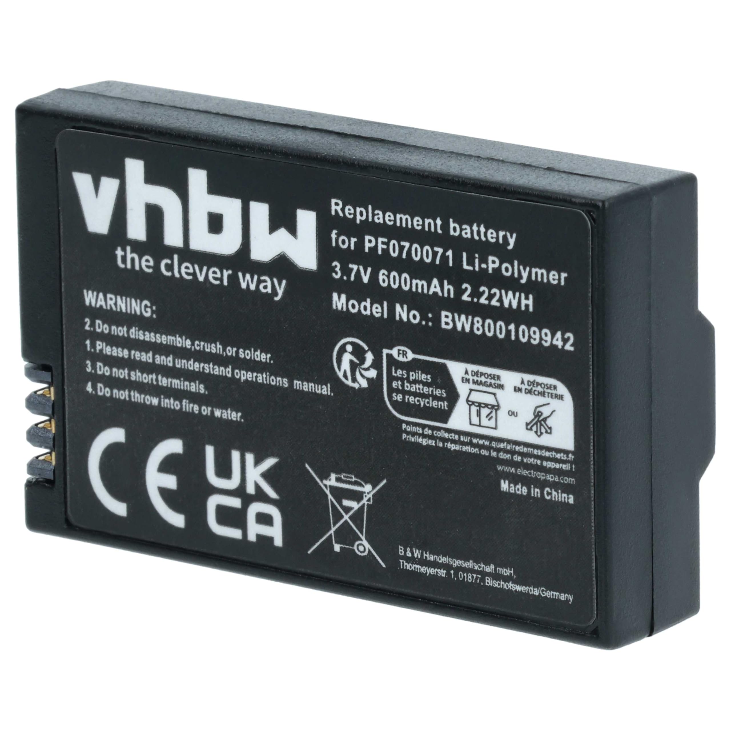 vhbw Batterie Compatible avec Parrot Minidrone Jumping Sumo | Rolling Spider drone (600mAh, 3,7V, Li-polymère)