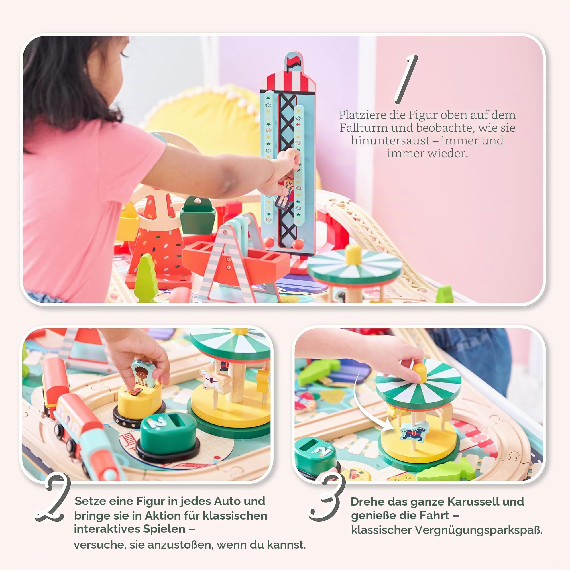 Teamson Kids Eisenbahn Spieltisch mit 6 Mini-Spielen & Aufbewahrung | Riesenrad, Karussell & Zugstrecke, interaktives Spielzeug für Kleinkinder, mit Aufbewahrung, ab 3 Jahren