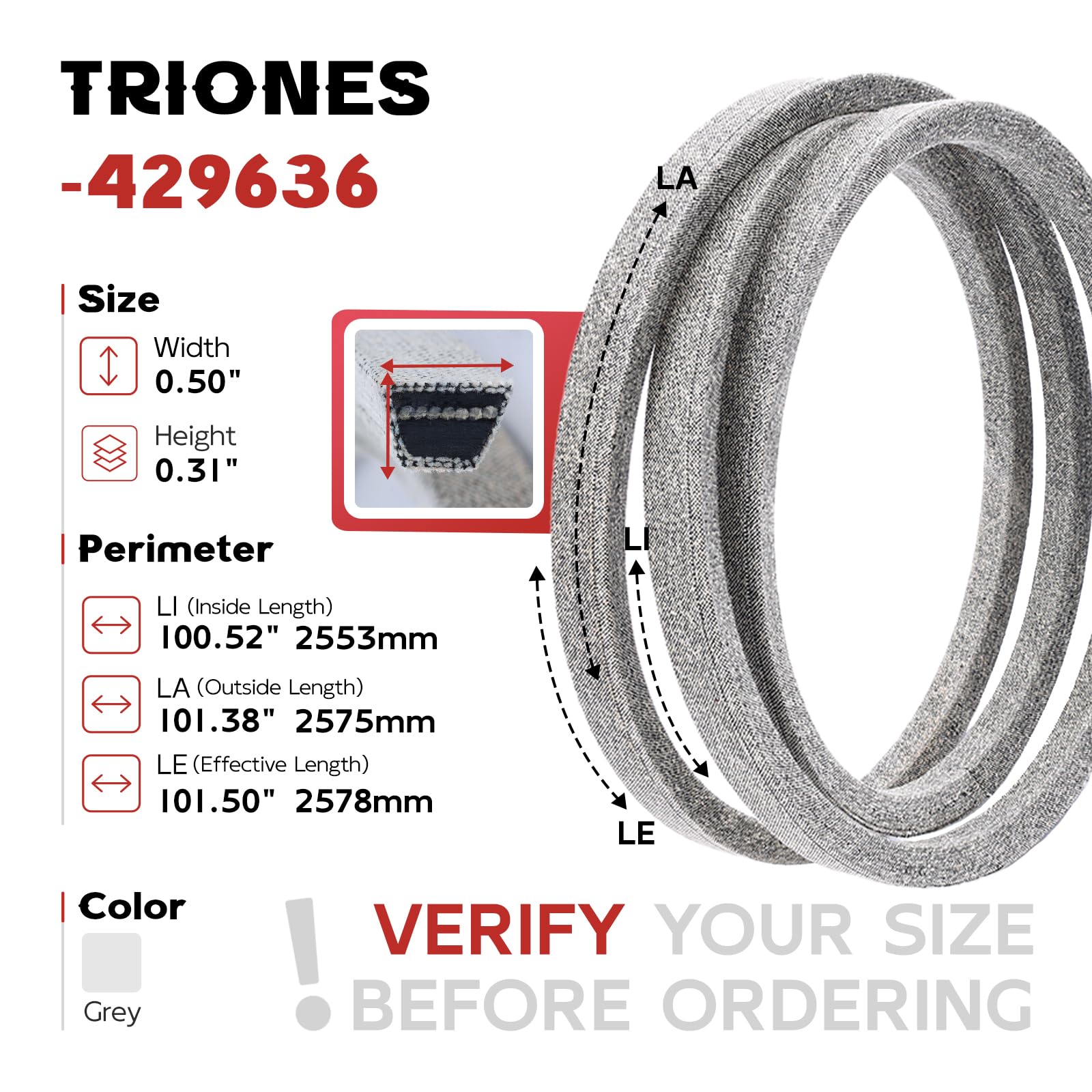 Amazon.com : ﻿TRIONES 429636 197253 Mower Deck Belt with Kevlar