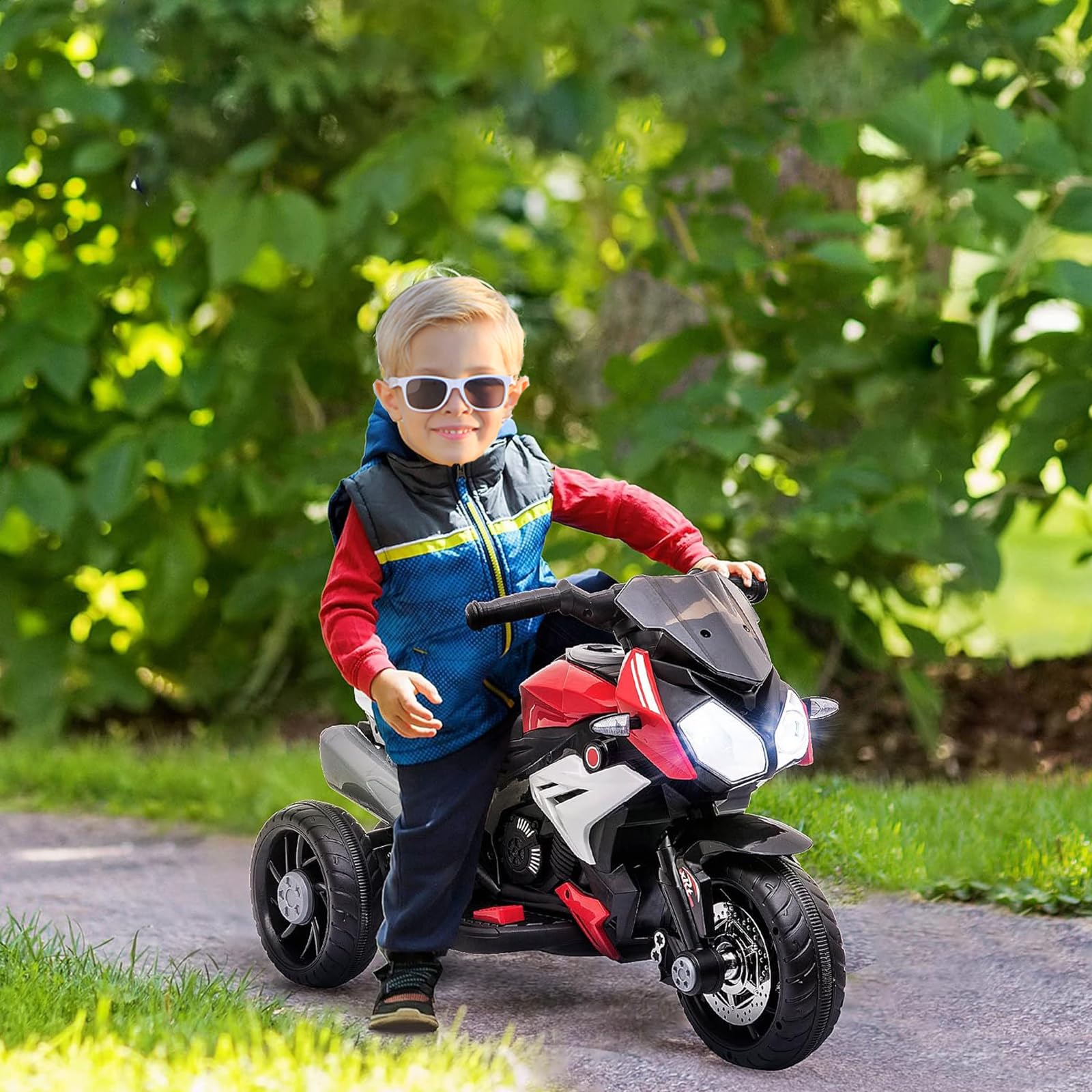 LEADZM Elektro Motorrad Kinder Elektromotorrad Kindermotorrad Kinderfahrzeug, 6 V 7 Ah Elektro-Dreirad für Kinder von 3–6 Jahren (Rot)