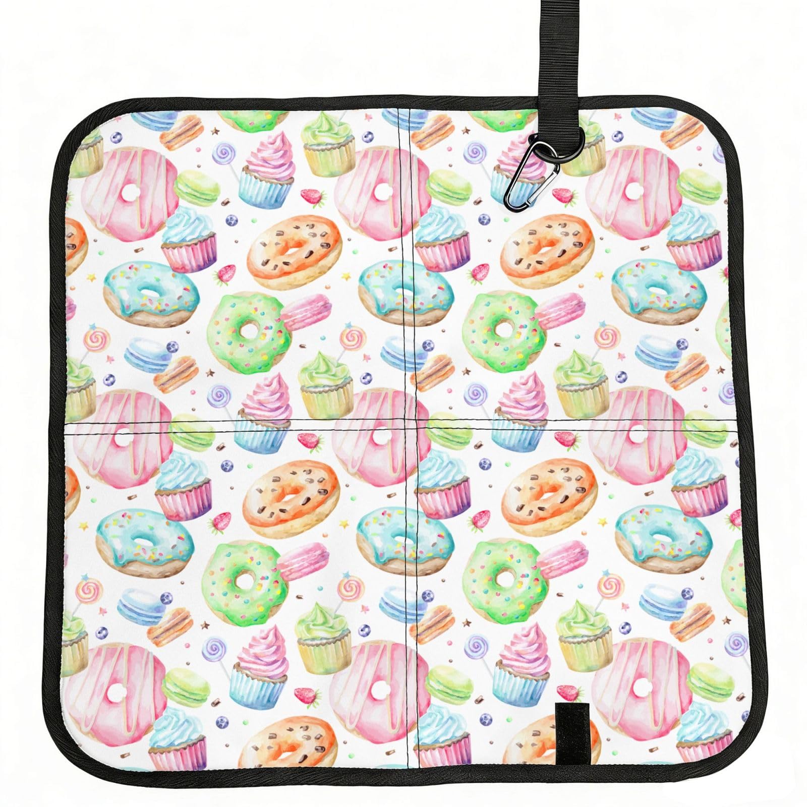 VCzsdff Cupcakes Donuts Muffins Sugar Print Portable Seat Cushion Folding Bleacher Pad Compact Picnic Sitting Mat Polyester 40cm