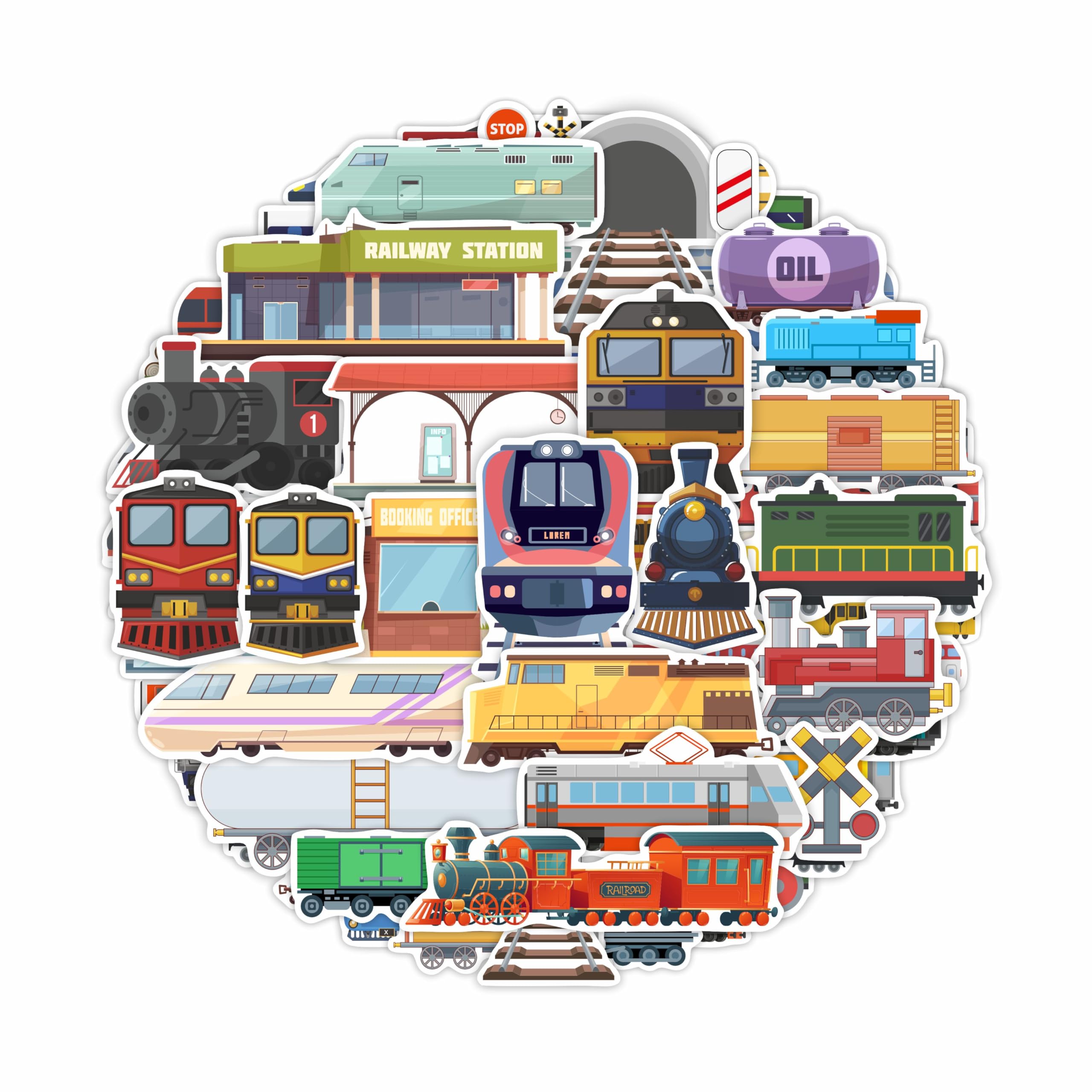 BulbaCraft 100 Pcs Train Stickers & Decals - Train Party Supplies - Gifts for Women & Men