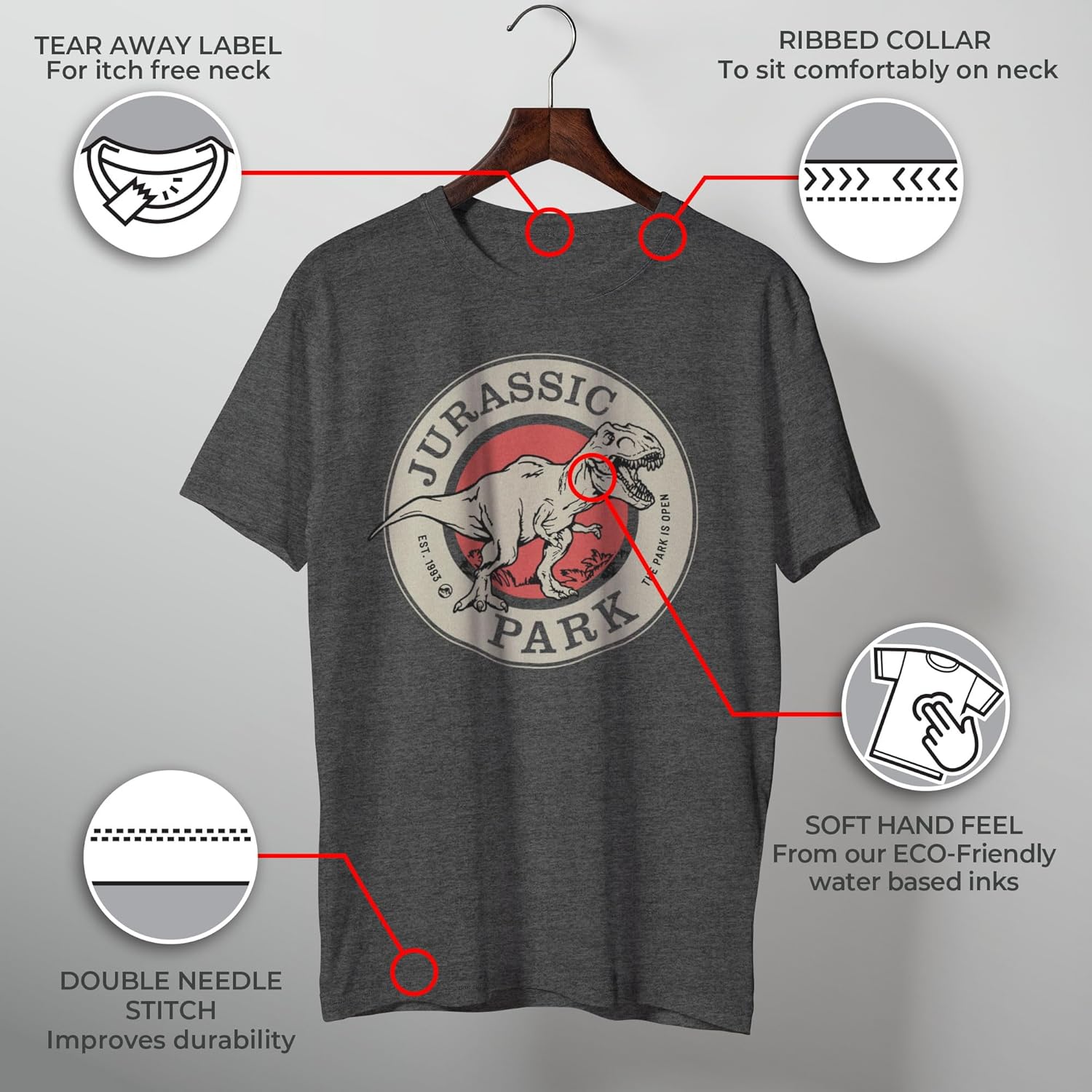 Men's Jurassic Park Distressed Logo T-Shirt - Image 3