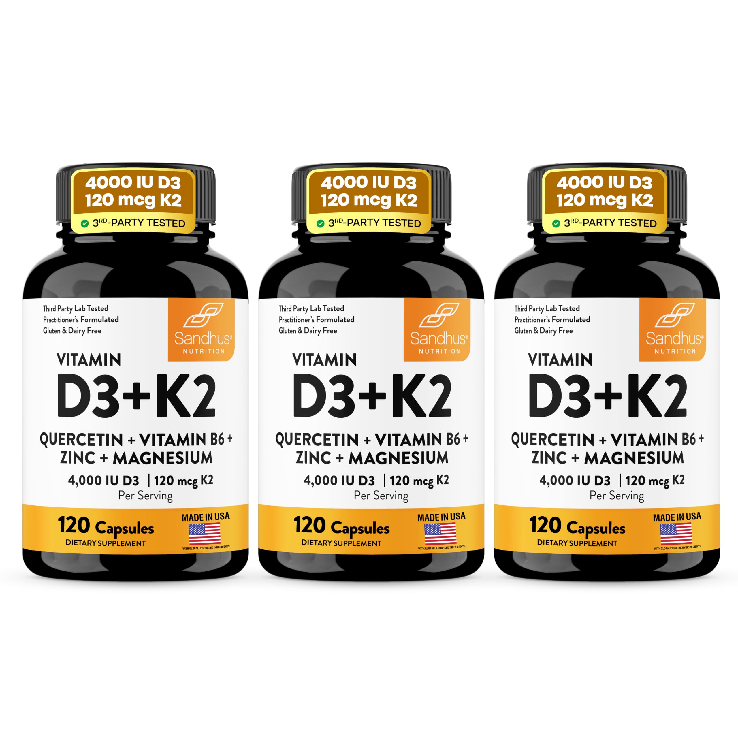 Vitamin D3 K2 4000 IU 120mcg Magnesium Zinc B6 Quercetin Capsules 120 Count — Amazon image 24