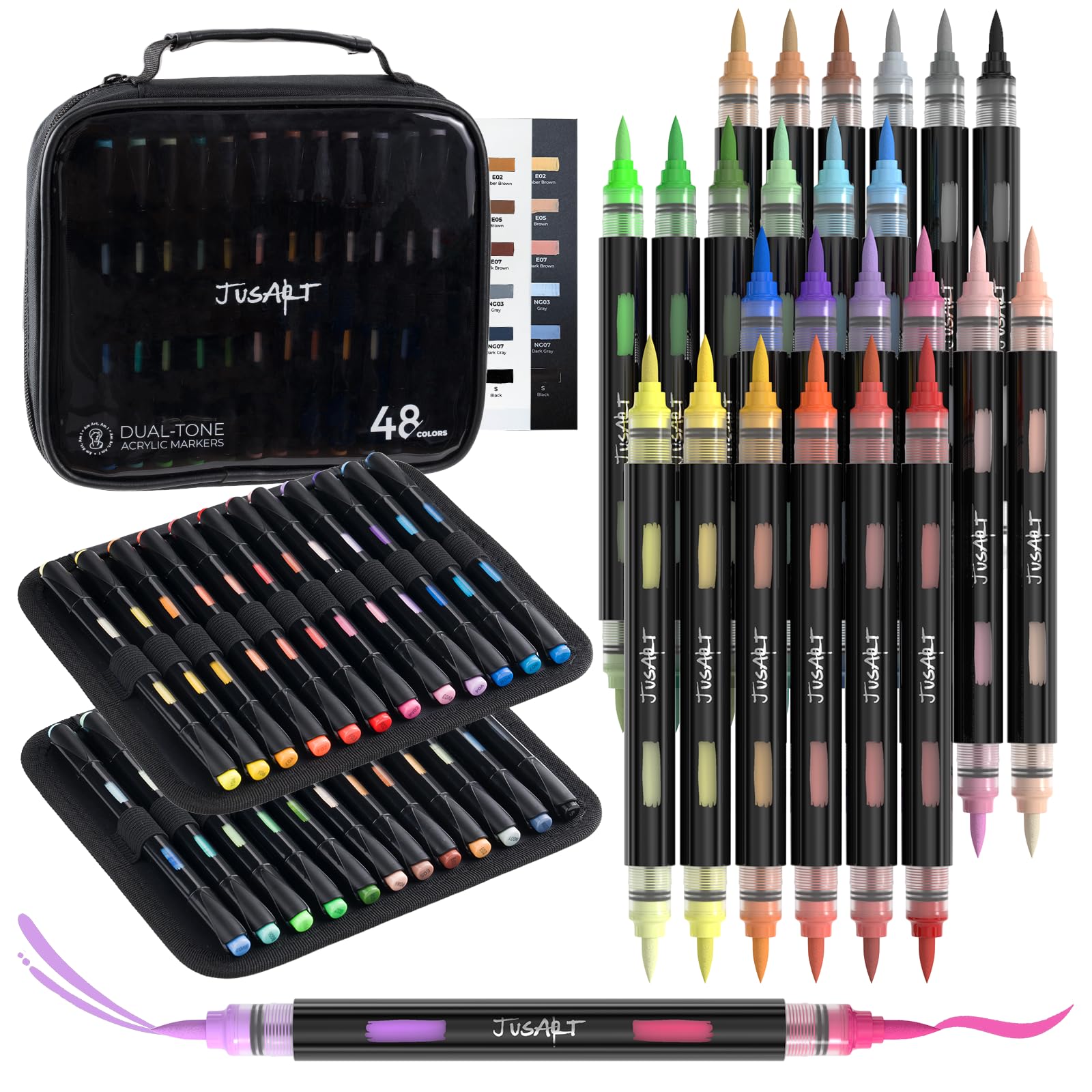 Acrylic Paint Markers - 48 Colors, Dual-Tip -1