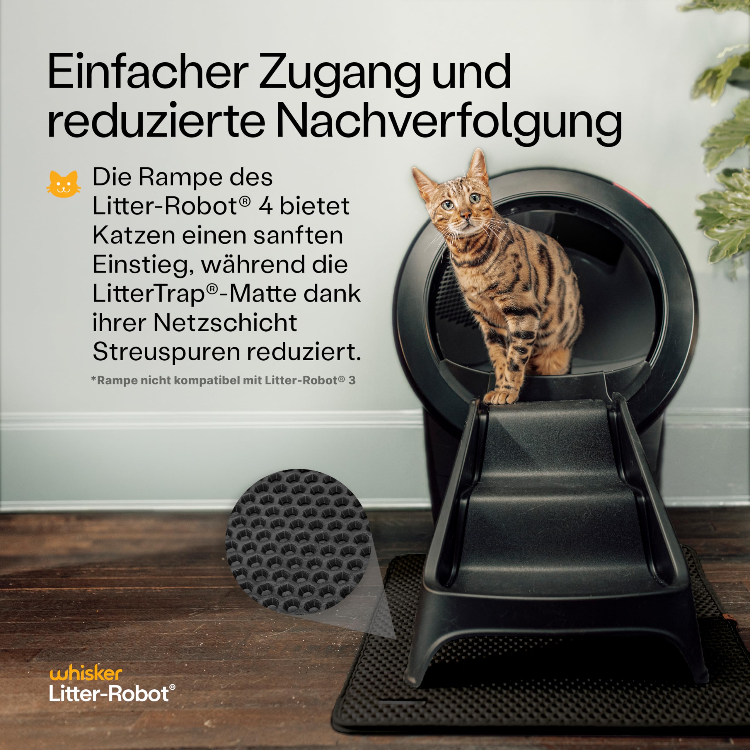 Litter-Robot 4 Beginner Bundle von Whisker, Schwarz - Automatische, selbstreinigende Katzentoilette, beinhaltet Litter-Robot, Zaun, Matte, 3 OdorTrap Nachfüllpackungen & 25 Abfallbeutel