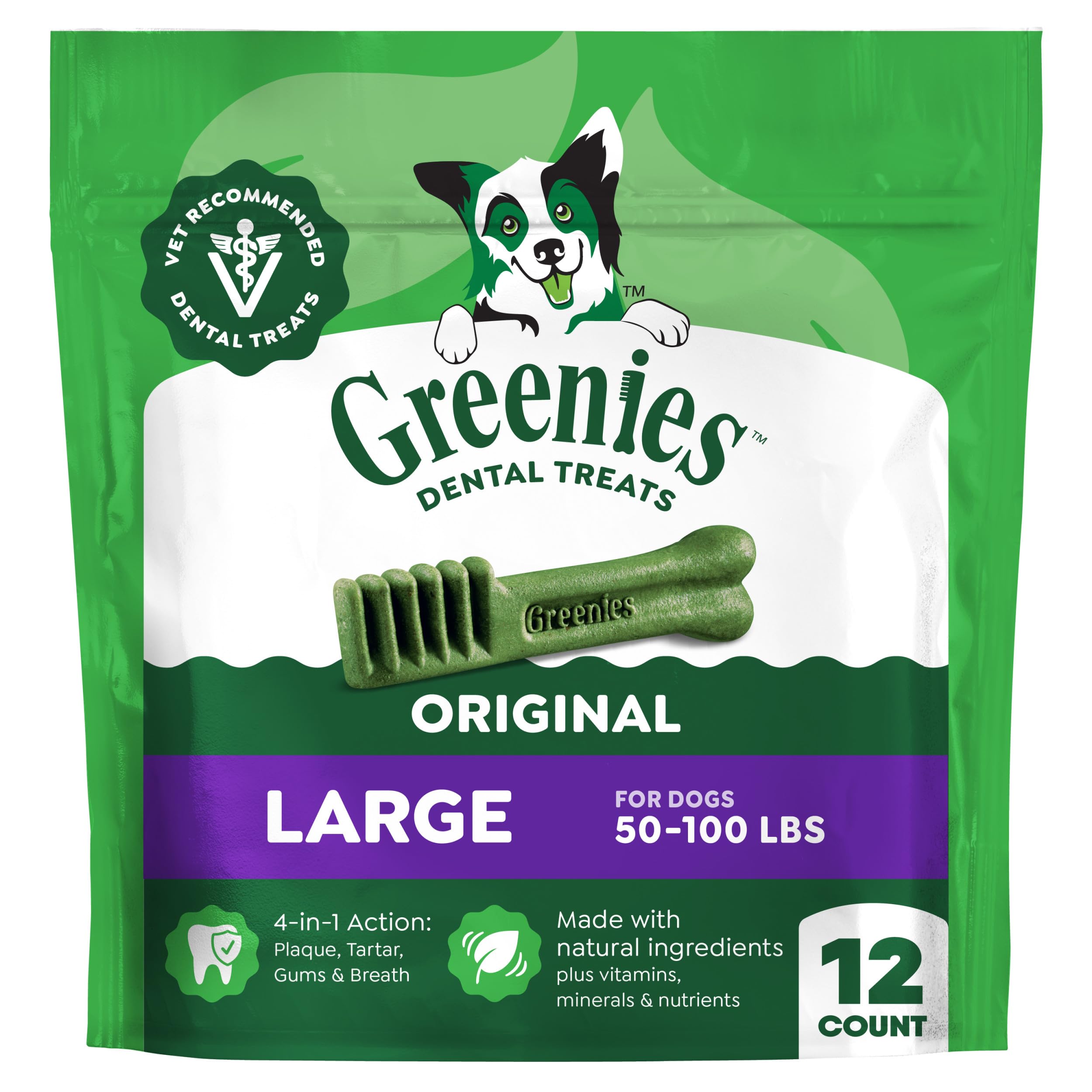 Greenies Original Large Dog Natural Dental Treats - 18 Ounces 12 Treats