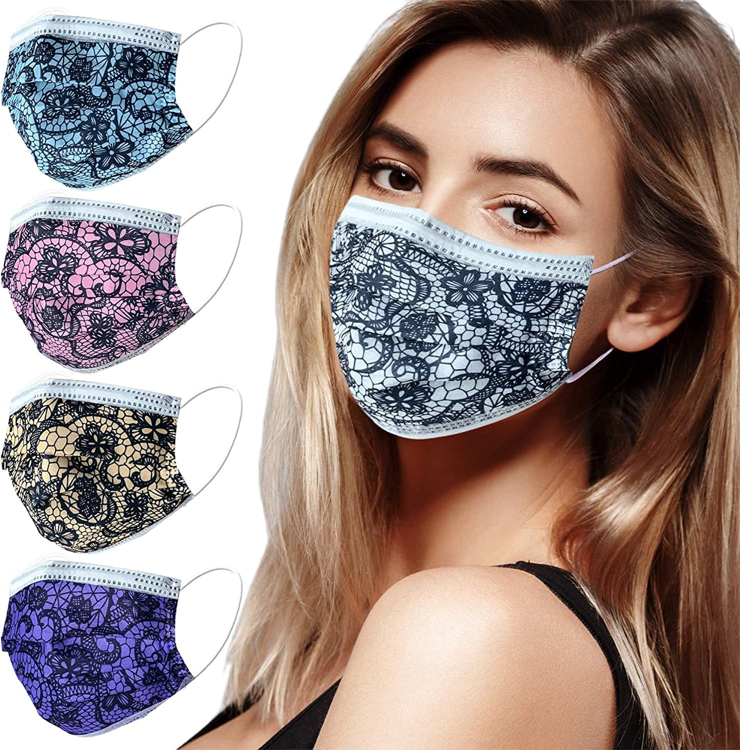 BEUIO Disposable Face Masks for Adult and Children, 3 Ply Safety Mask 50 PCS Blue