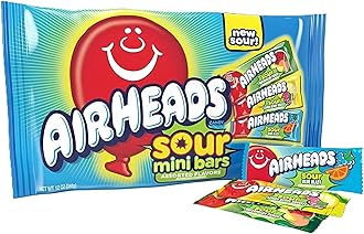 Airheads Mini SOURS Candy Bars, Sour Watermelon Punch, Blue Blast, and Lemon Berry Squeeze 12oz Variety Bag