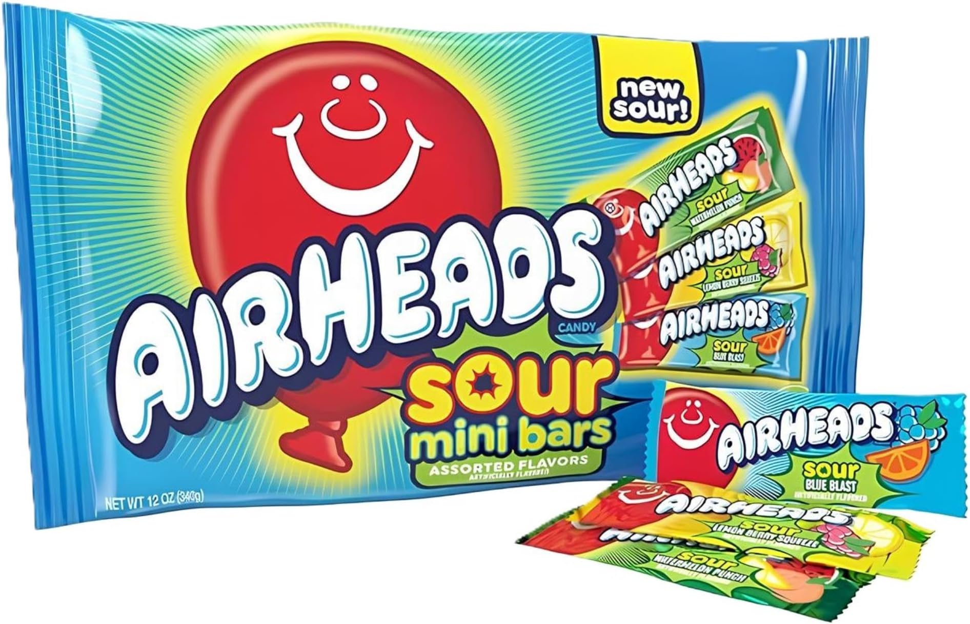 Mini SOURS Candy Bars, Sour Watermelon Punch, Blue Blast, and Lemon Berry Squeeze 12oz Variety Bag