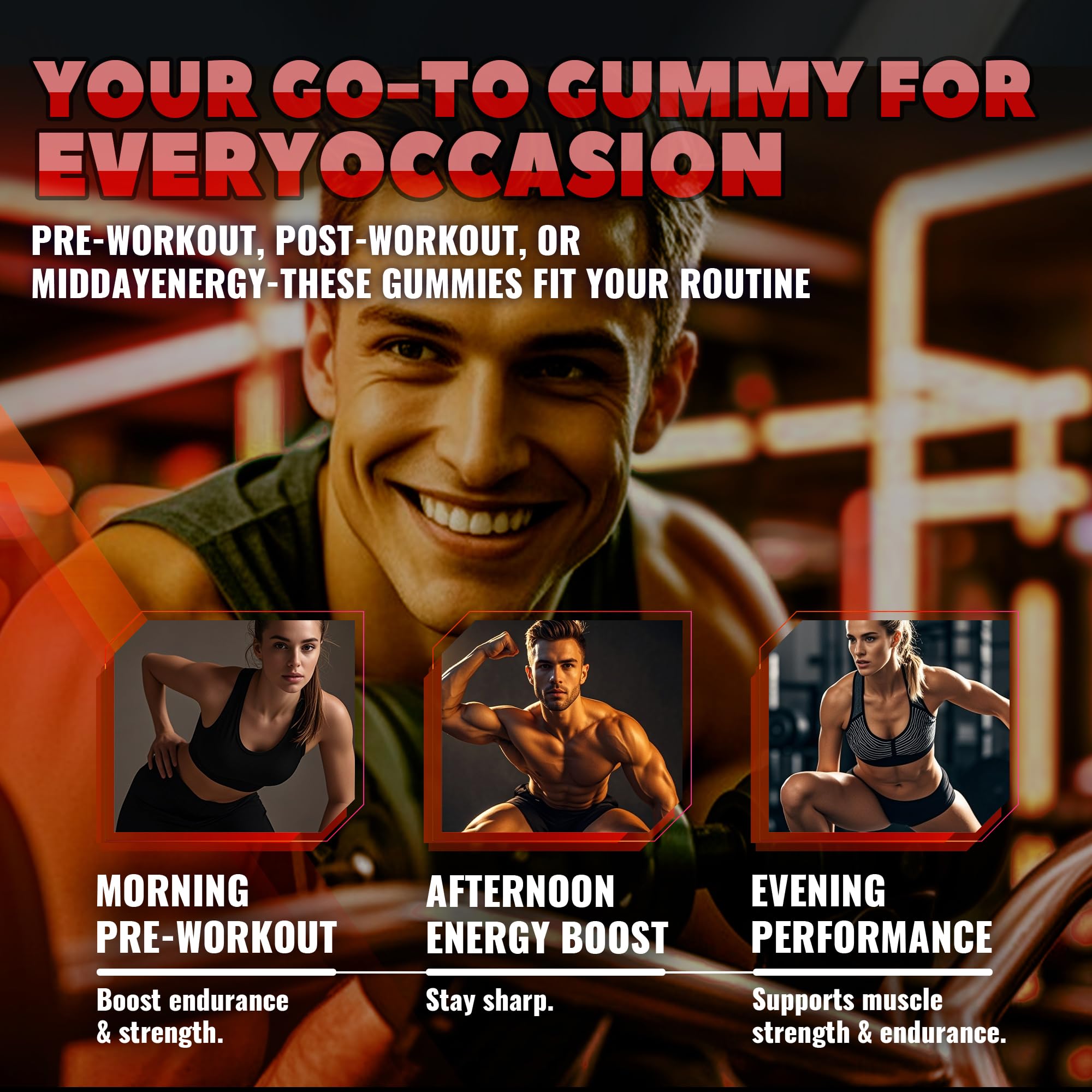 Creatine Monohydrate Gummies (5g) – Pre-Workout Energy & Muscle Growth Support for Men & Women | Strawberry Electrolyte Gummies (135 Count) — Amazon image 8