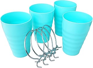 WORLD AXIOM Pegboard Bins with Rings Set of 4 - Ergonomic 1/4 Pegboard Accessories Cups- Peg Board Attachments for Art & Craft Supplies - Sturdy Pegboard Organizer Baskets Kit for Storage