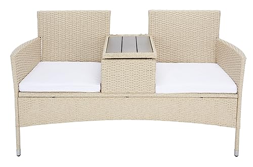 SAFAVIEH Outdoor Collection Viora Beige/White Loveseat