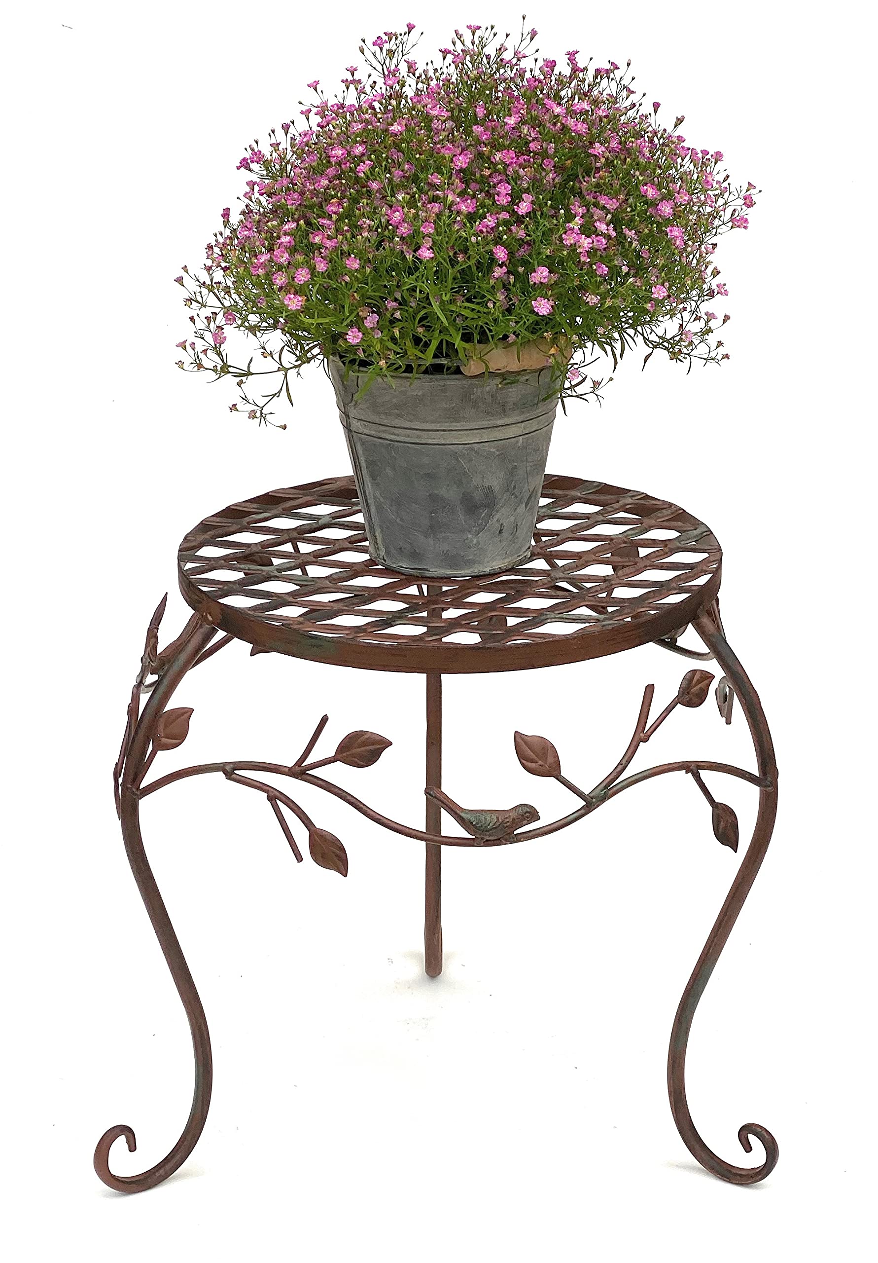 DanDiBo Blumenhocker Metall Braun 35 cm Blumenständer 93992 L Blumensäule Antik Pflanzenständer Pflanzenhocker Garten
