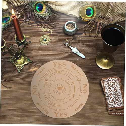 Miniatura 6 de Yardenfun Ouija Board Herramientas de adivinación para el hogar, acentos para decoración de tablones de madera, platos de madera, decoración de