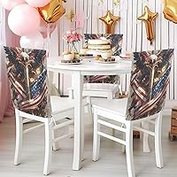 Vista 5 de 4th of July Independence Day White Warrior Bird Decorative Chair Protectors Covers for Retro Dining Chairs Removable Dorm Chair Cover Protector
