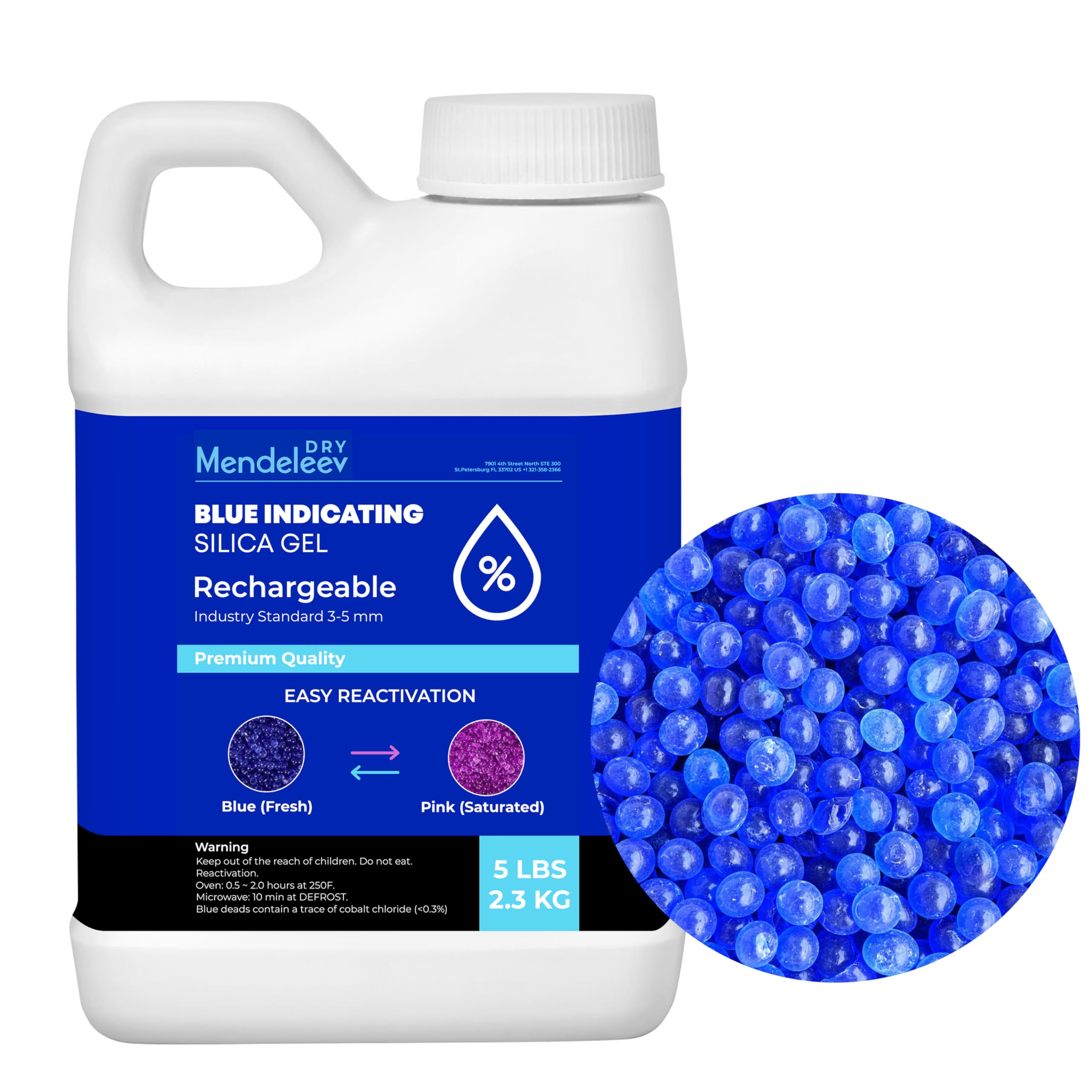 2,3 kg blaue Kieselsäure-Trockenmittelperlen – Indikator-Kieselgel-Perlen, Trocknungs-Silika-Perlen, wiederverwendbar, Kieselgel, Trockenmittel, Luftentfeuchter