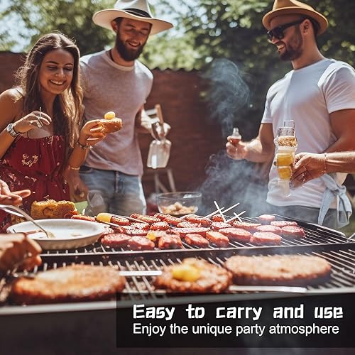 Miniatura 5 de Soaoo 500 marcadores de madera de bambú surtidos de 3.5 pulgadas, palillos de temperatura para carne, palitos de bambú para barbacoa, barbacoa,