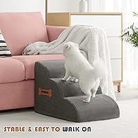 Vista 6 de Romrol Rampa de escaleras para perros para cama, sofás, escalones extra anchos 33D de 15.7 pulgadas de alto para mascotas con cubierta de tela