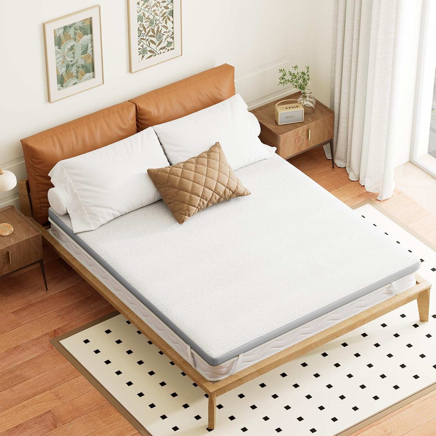 Belffin 3 Inch Gel Memory Foam Mattress Topper Full Size, Mattress Bed Topper Waterproof for Body Support & Pressure Relief, with Removable Cover, Soft & Breathable, Grey