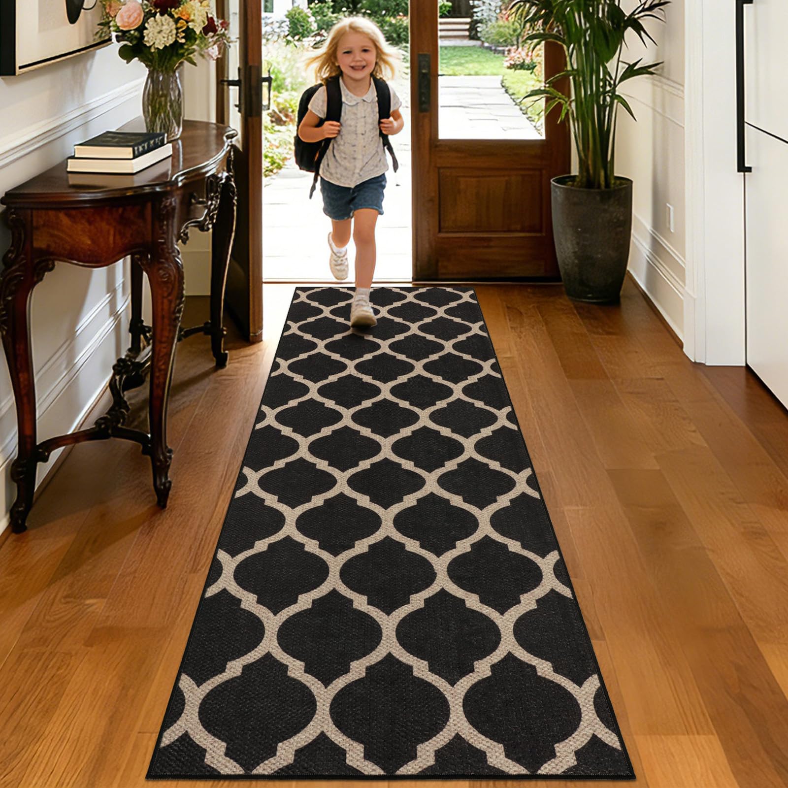 TUKDAK Runner Rugs for Hallway Non Slip 60x180cm, Woven Runner Rugs for Kitchen, Braided Absorbent Long Floor Carpet, Washable Floor Mat for Entryway, Entrance, Bedroom, Hall